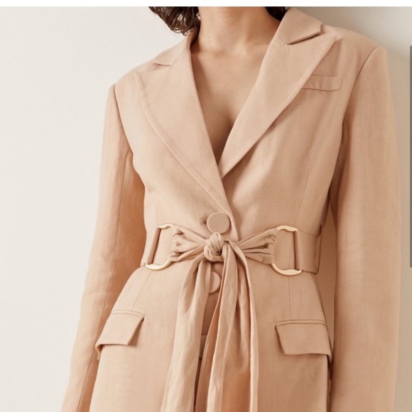 Significant other Elora belted mini blazer Linen dress size 6 front pockets - Picture 4 of 14